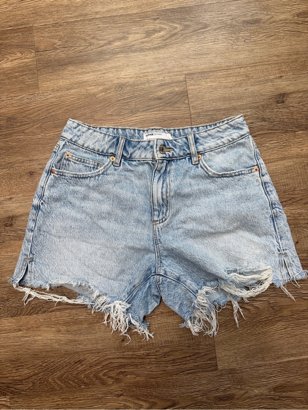 Garage Light Blue Distressed Denim Jean Shorts
